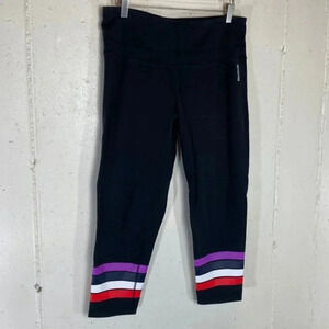 Reebok XL Black capris with 4 multicolor‎ stripes